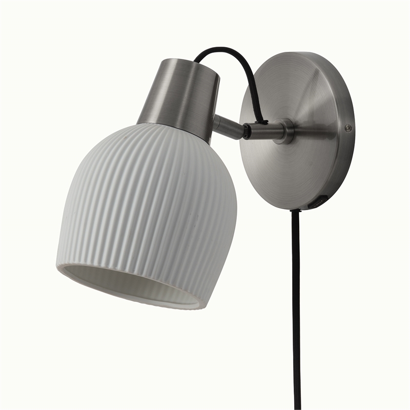 Petaluma Bone Porcelain Wall Sconce - Satin Nickel Plug-in Dimmer