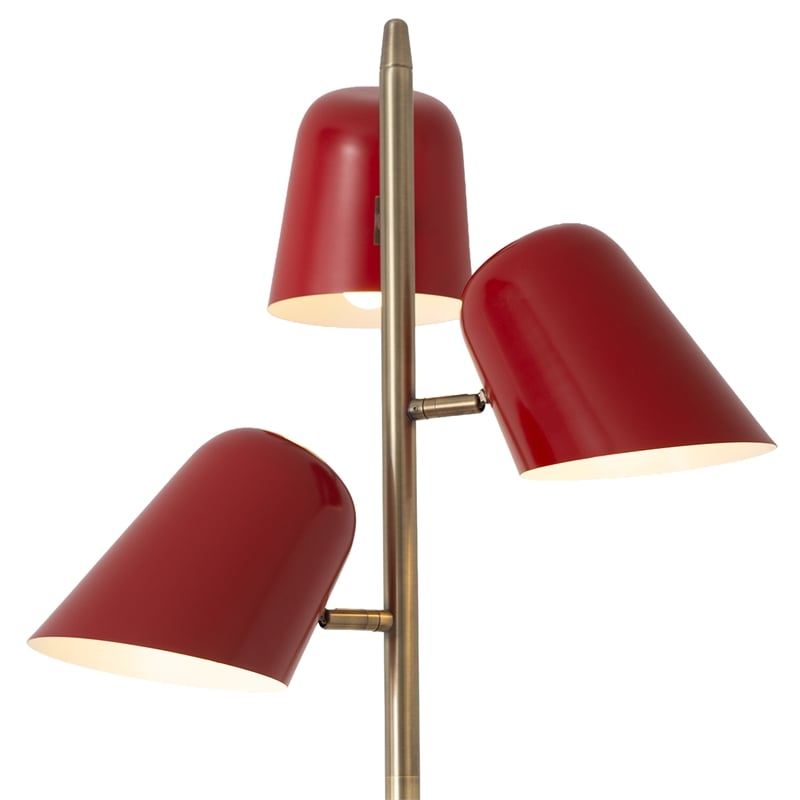 Culver Tree Lamp Weathered Brass Crimson Red shades