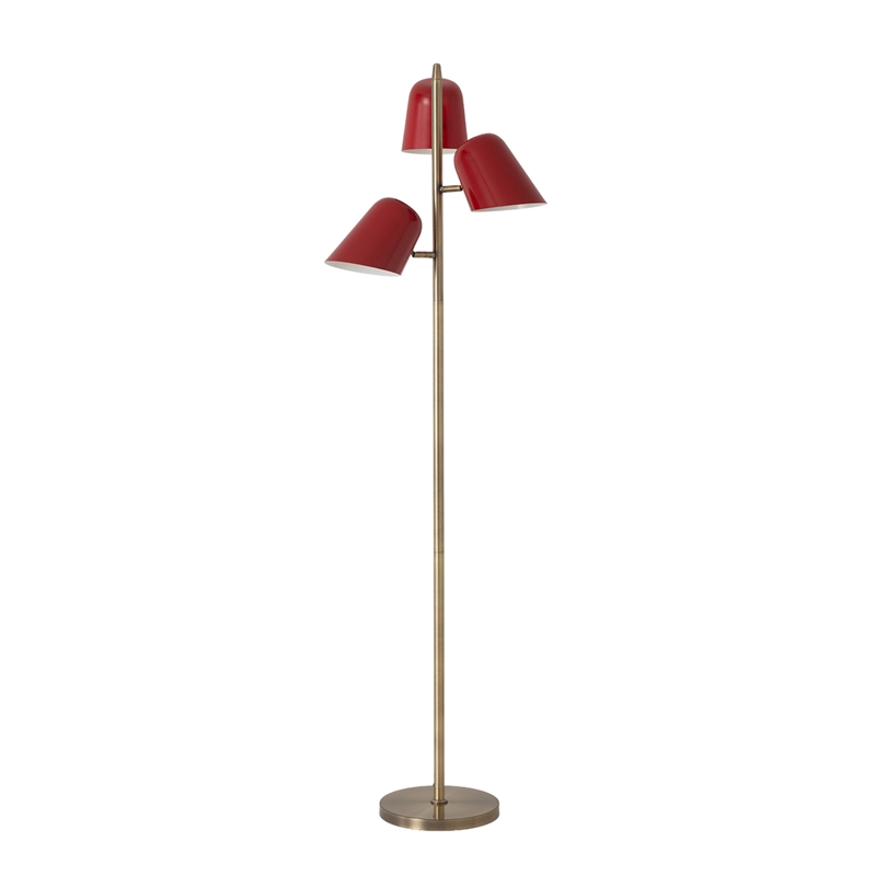 Culver Tree Lamp Weathered Brass Crimson Red shades