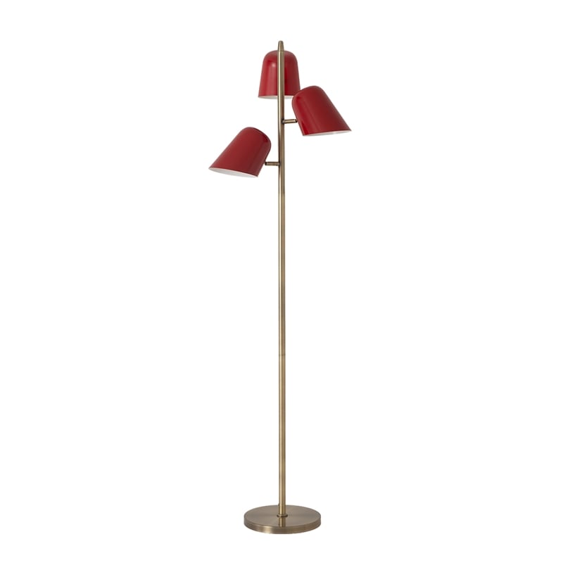 Culver Tree Lamp Weathered Brass Crimson Red shades