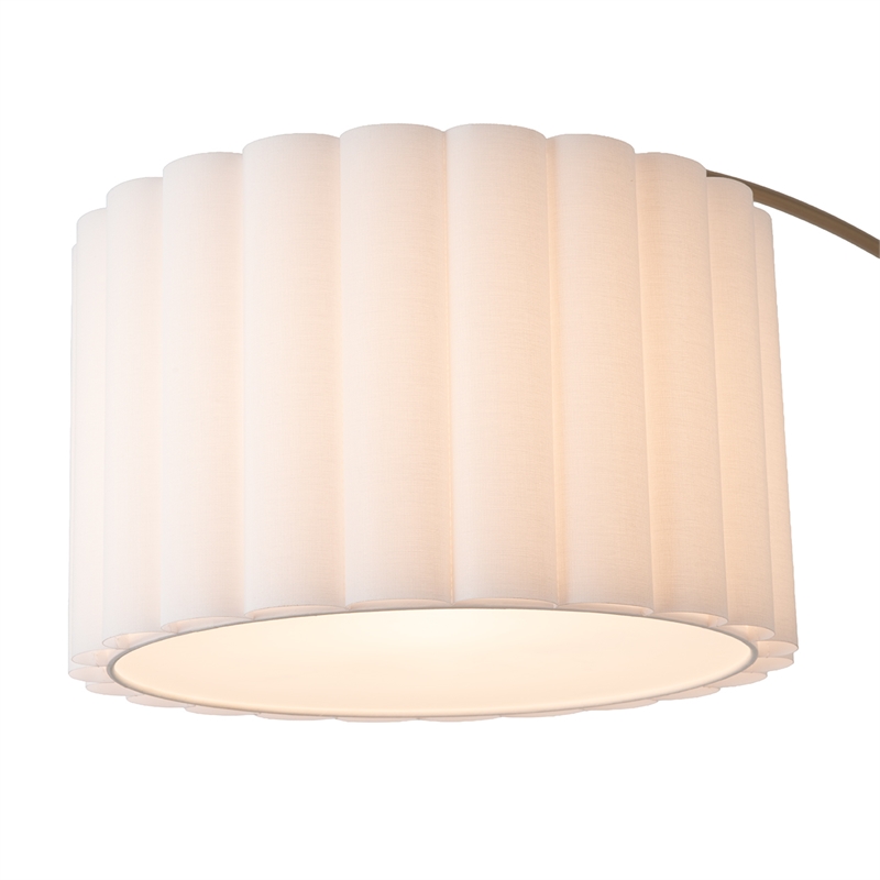 Scalloped Wall Arc Lamp - Weathered Brass  White Linen  Diffuser