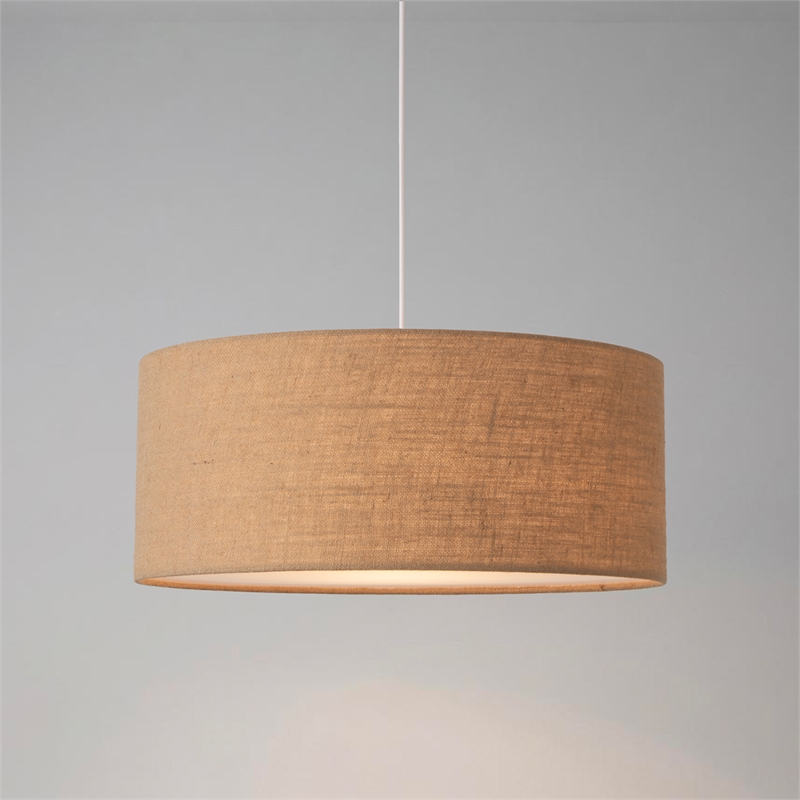 Stretch Pendant - Satin Nickel Burlap Shade Dimmable Bulb Included
