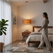 Stretch Pendant - Satin Nickel Burlap Shade Dimmable Bulb Included
