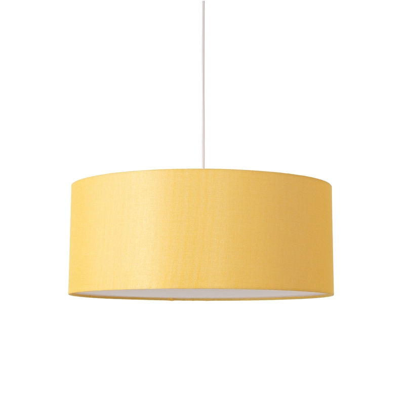 Stretch Pendant - Satin Nickel Mustard Linen Shade Dimmable Bulb Included