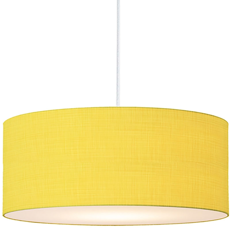 Stretch Pendant - Satin Nickel Mustard Linen Shade Dimmable Bulb Included