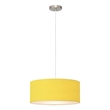 Stretch Pendant - Satin Nickel Mustard Linen Shade Dimmable Bulb Included