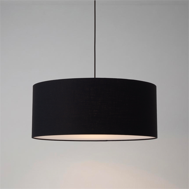 Stretch Pendant - Weathered Brass Black Linen Shade Dimmable Bulb Included