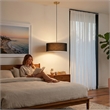 Stretch Pendant - Weathered Brass Black Linen Shade Dimmable Bulb Included