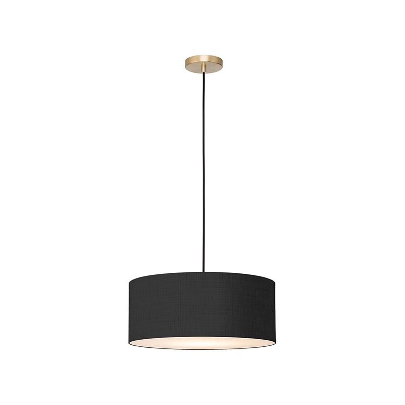 Stretch Pendant - Weathered Brass Black Linen Shade Dimmable Bulb Included