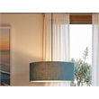 Stretch Pendant - Weathered Brass Pol Blue Linen Shade Dimmable Bulb Included