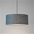 Stretch Pendant - Weathered Brass Pol Blue Linen Shade Dimmable Bulb Included