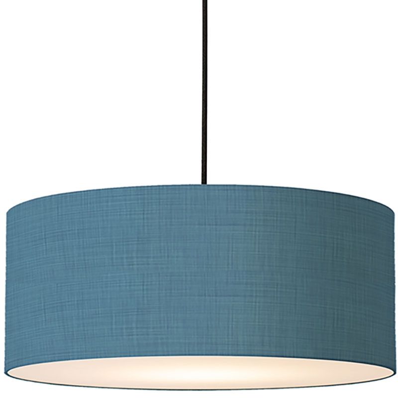 Stretch Pendant - Weathered Brass Pol Blue Linen Shade Dimmable Bulb Included