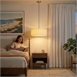 Stretch Pendant - Weathered Brass White Linen Shade Dimmable Bulb Included