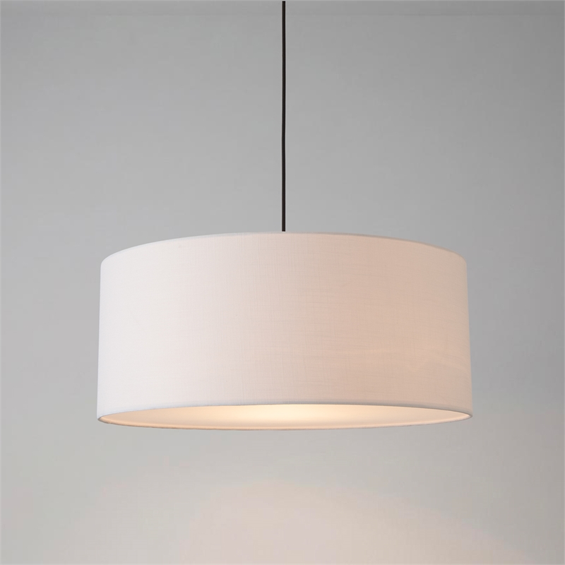 Stretch Pendant - Weathered Brass White Linen Shade Dimmable Bulb Included