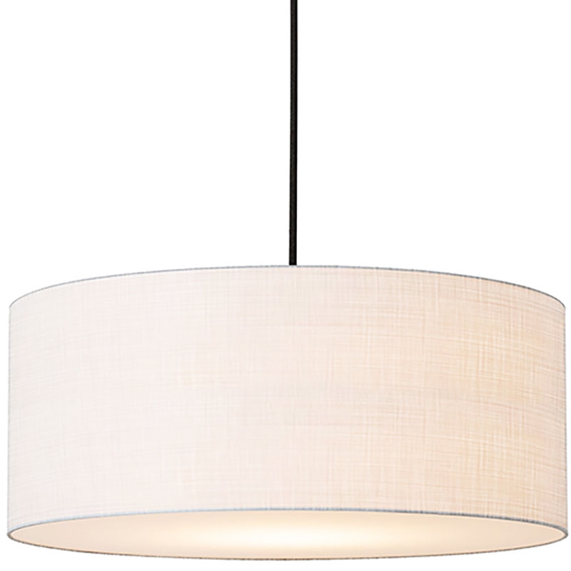 Stretch Pendant - Weathered Brass White Linen Shade Dimmable Bulb Included