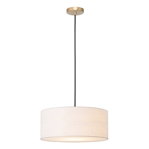 Stretch Pendant - Weathered Brass White Linen Shade Dimmable Bulb Included