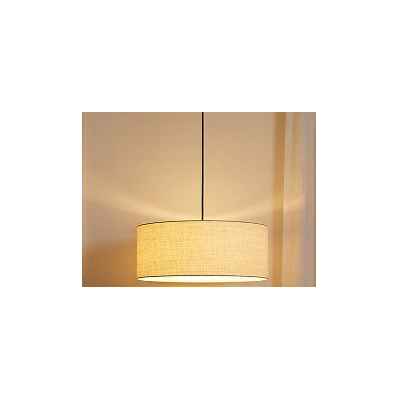 Stretch Pendant - Weathered Brass White Linen Shade Dimmable Bulb Included