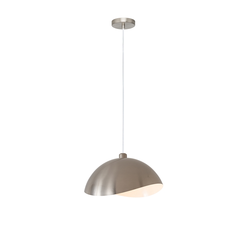 Luna Bella Pendant Satin Nickel/White-Luna Bella Leaf Shade Satin Nickel