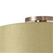Stretch Flush Mount Avocado Linen Drum Shade Weathered Brass