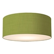 Stretch Flush Mount Avocado Linen Drum Shade Weathered Brass