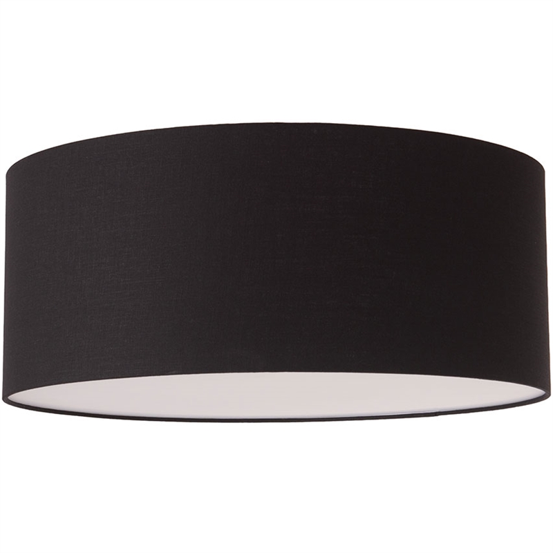Stretch Flush Mount Black Linen Shade Weathered Brass