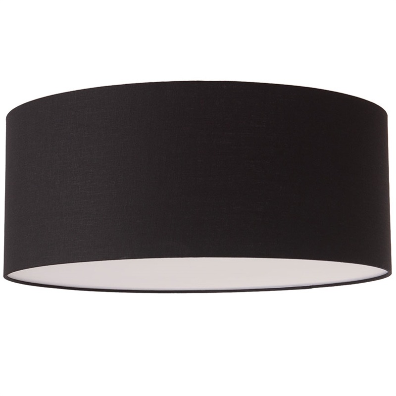 Stretch Flush Mount Black Linen Shade Weathered Brass