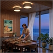 Stretch Flush Mount Black Linen Shade Weathered Brass