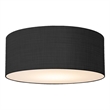 Stretch Flush Mount Black Linen Shade Weathered Brass