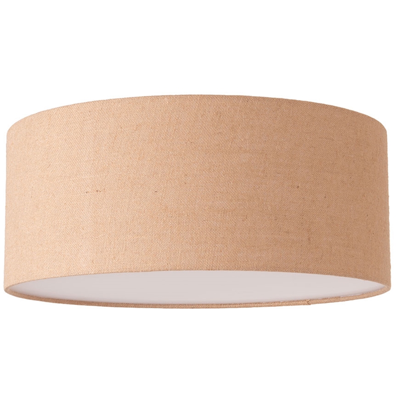 Stretch Flush Mount Burlap Shade Weathered Brass