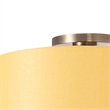 Stretch Flush Mount Mustard Linen Shade Weathered Brass