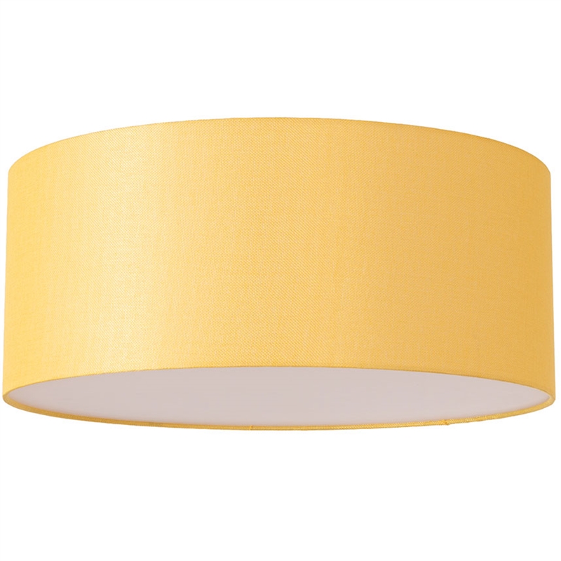 Stretch Flush Mount Mustard Linen Shade Weathered Brass