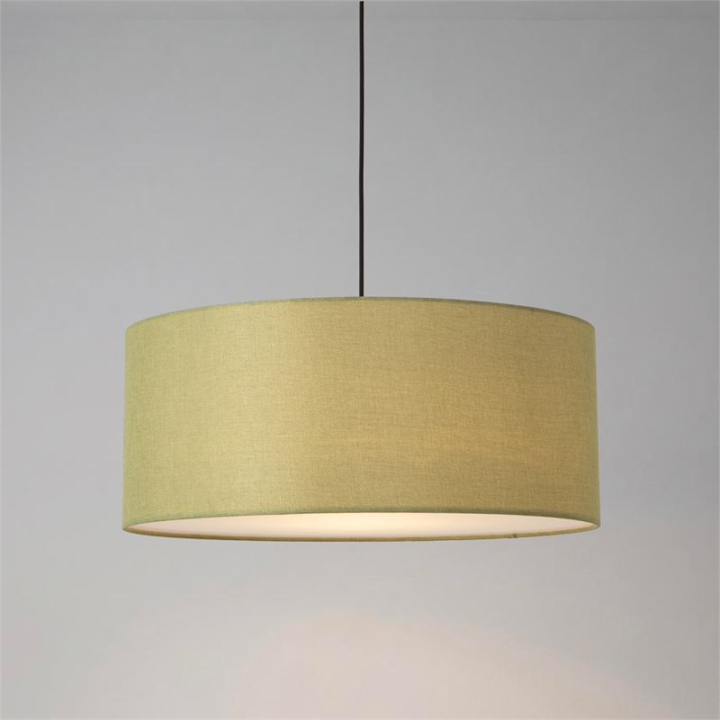 Stretch Pendant - Weathered Brass Avocado Linen Shade Dimmable Bulb Included