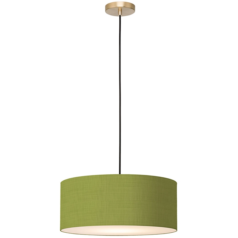 Stretch Pendant - Weathered Brass Avocado Linen Shade Dimmable Bulb Included