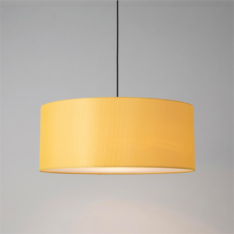 Stretch Pendant - Weathered Brass Mustard Linen Shade Dimmable Bulb Included