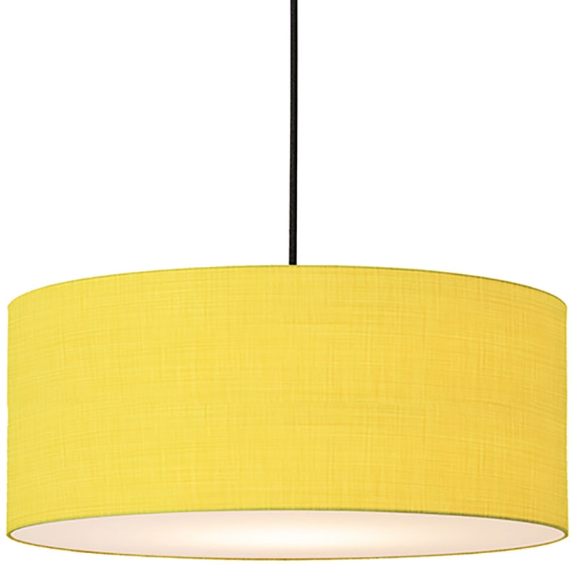 Stretch Pendant - Weathered Brass Mustard Linen Shade Dimmable Bulb Included
