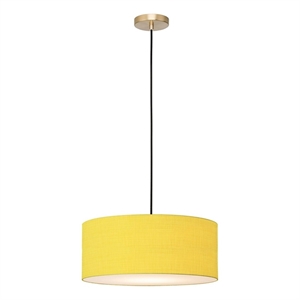 Stretch Pendant - Weathered Brass Mustard Linen Shade Dimmable Bulb Included