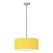 Stretch Pendant - Weathered Brass Mustard Linen Shade Dimmable Bulb Included