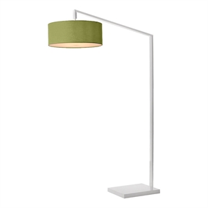 Stretch 75&quot Chairside Arc Lamp White Body Avocado Linen Shade