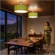 Stretch Semi Flush Mount Avocado Linen Drum Shade Satin Nickel