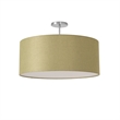 Stretch Semi Flush Mount Avocado Linen Drum Shade Satin Nickel