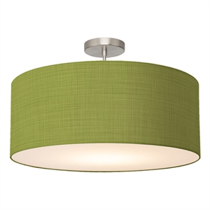 Stretch Semi Flush Mount Avocado Linen Shade Satin Nickel