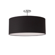 Stretch Semi Flush Mount Black Linen Drum Shade Satin Nickel