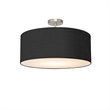 Stretch Semi Flush Mount Black Linen Drum Shade Satin Nickel