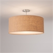 Stretch Semi Flush Mount Burlap Shade Satin Nickel