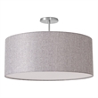 Stretch Semi Flush Mount Cashmere Gray Linen Drum Shade Satin Nickel