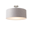 Stretch Semi Flush Mount Cashmere Gray Linen Drum Shade Satin Nickel