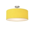 Stretch Semi Flush Mount Mustard Linen Drum Shade Satin Nickel