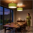 Stretch Semi-Flush Mount - Weathered Brass Steel Base Avocado Linen Shade Dimmable