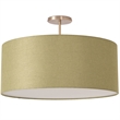 Stretch Semi-Flush Mount - Weathered Brass Steel Base Avocado Linen Shade Dimmable