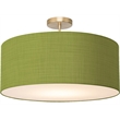 Stretch Semi-Flush Mount - Weathered Brass Steel Base Avocado Linen Shade Dimmable